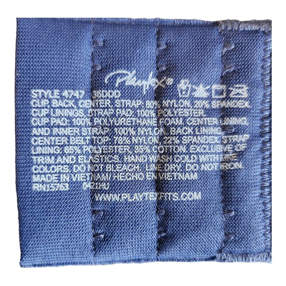 NEW Playtex Secrets All‎ Over Smoothing Bra Underwire 36DDD Navy Blue 4747 NWT - Picture 10 of 11